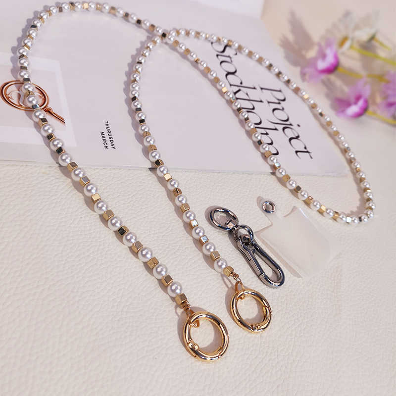 Cell Phone Straps Charms Crossbody Mobile Lanyard Can Be Shoulder Strap Hanging Chain Hand-beaded Small Pearl Pendant Anti-lost Y2211