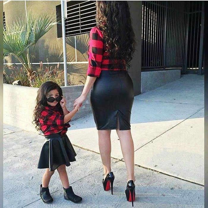 Clothing Sets Infant Toddler Kid Baby Girls 2PCS Clothes Princess Plaid Tops Shirt Leather Skirt Fashion Outfits 221118