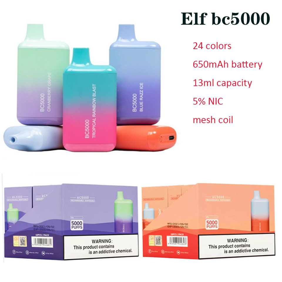 Elf 5000 Valid Security code puffs Disposable vape pen bar 24 colors E cigarettes Pre-Filled 13ml Cartridge Pods Rechargeable 650mAh Battery Vaporizer bars
Elf 5000 Valid Security code puffs Disposable vape pen bar 24 colors E cigarettes Pre-Filled 13ml Cartridge Pods Rechargeable 650mAh Battery Vaporizer bars