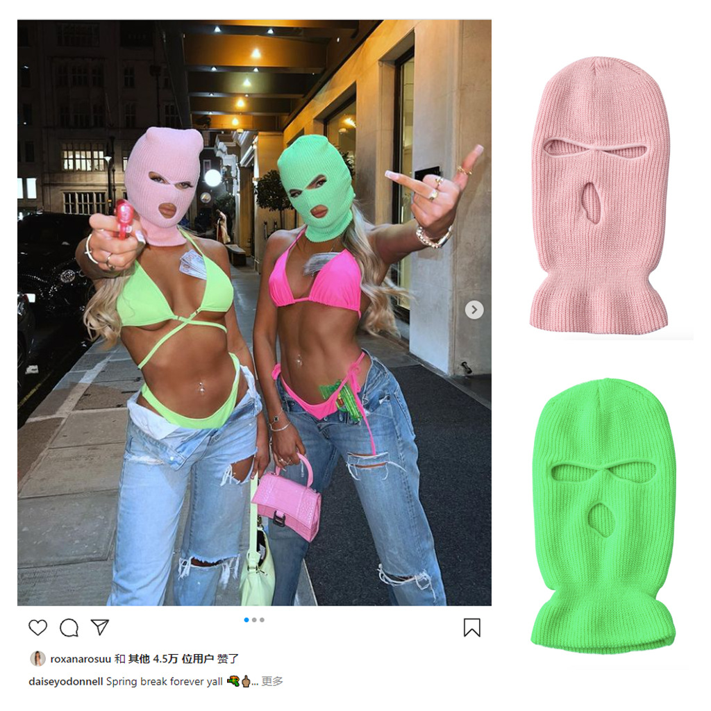 winter hat Personalized 3 Holes Embroidery Balaclava Face Mask Pink Neon Ski