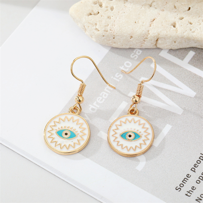 Colored Enamel Evil Eye Dangle Earrings For Women New Vintage Punk Statement Turkish Blue Eye Pendant Earring Wedding Party Jewely