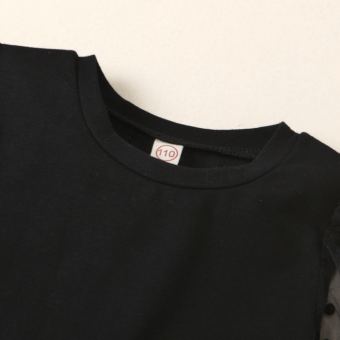 Clothing Sets 2 7Y Baby Girls Clothes Set Summer Fall Children Mesh Puff Sleeve Tops and PU Leather Pleated Skirt Fashion Kids Outfits 221118