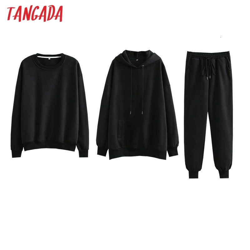 Womens Two Piece Pants Tangada Women couple sweatshirt fleece 100% cotton amygreen oversized hood hoodies sweatshirts SD60 221117