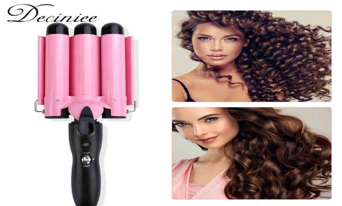 Hair Curlers Straighteners 3 Barrel Curling Iron Wand Temperature Adjustable 5 Size Perm Splint Ceramic Triple Barrels Hair Waver