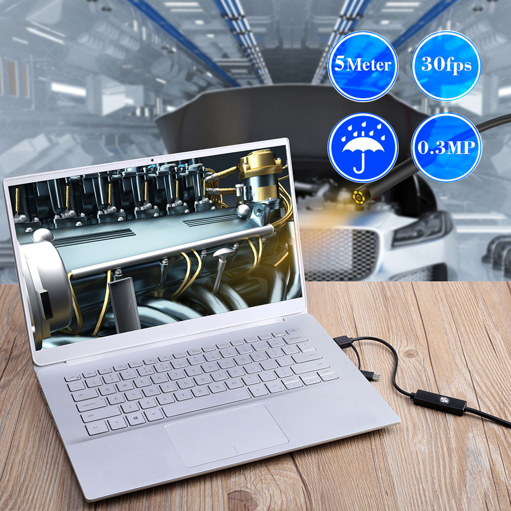 7MM Mini Endoscope Camera USB Waterproof 0.5-10M Hard Soft Wire Snake Tube Inspection Borescope Cameras For Car Android Smartphone Loptop PC Notebook 