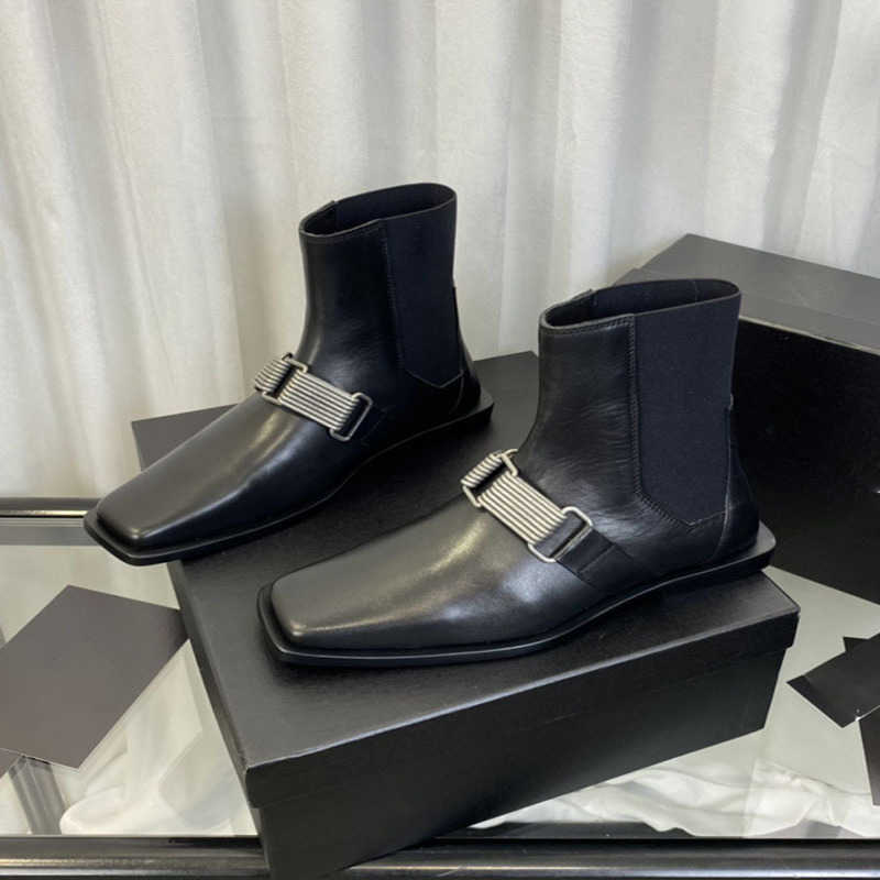 Autumn And Winter Leather Square Head Retro Short Boots Chelsea Boots British Wind Sleeve Flat Bottom Martin Boots, Black
Autumn And Winter Leather Square Head Retro Short Boots Chelsea Boots British Wind Sleeve Flat Bottom Martin Boots, Black