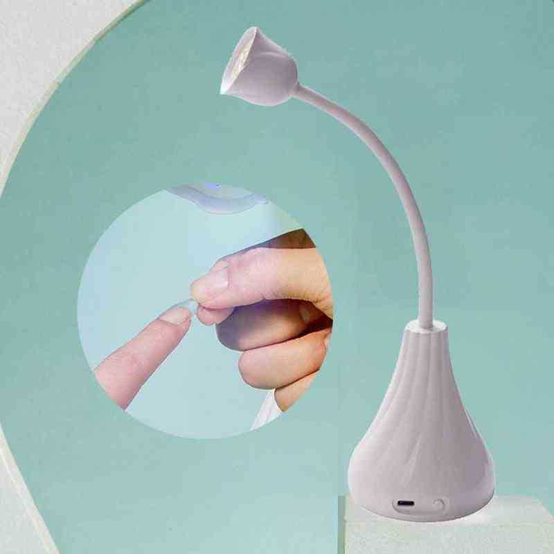 Nxy Lotus Mini Nail Lamp Dryer Machine 18w Rechargeable Portable Uv/led Light Curing Polish Glue Art 220624