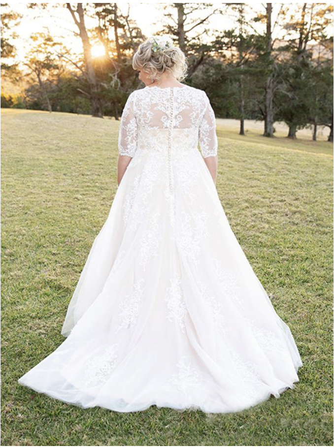 Plus Size Dresses Bohemian Lace Half Sleeve Scoop Neck A e Boho Garden Wedding Vestido De Novia Bridal Gown