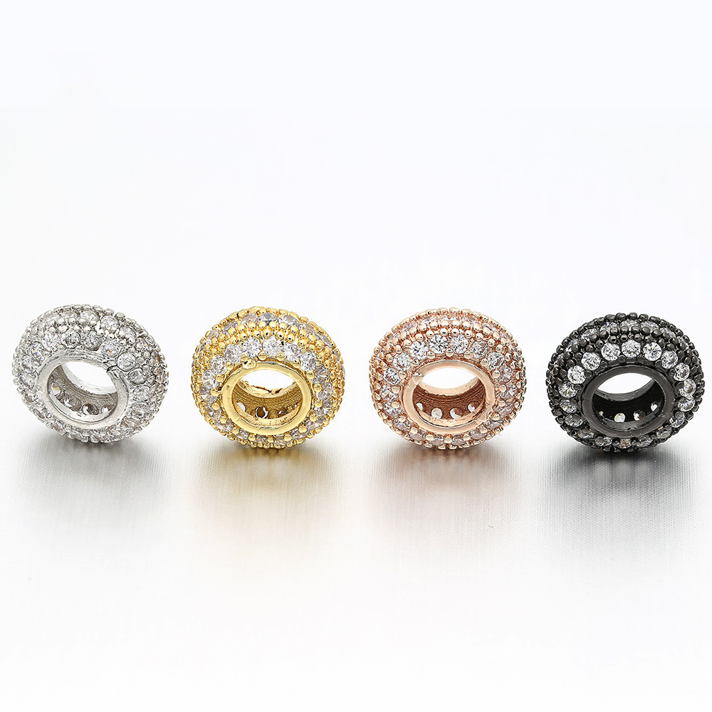 CZ Micro Pave DIY Spacer Beads Charms for Bracelet Necklace Making