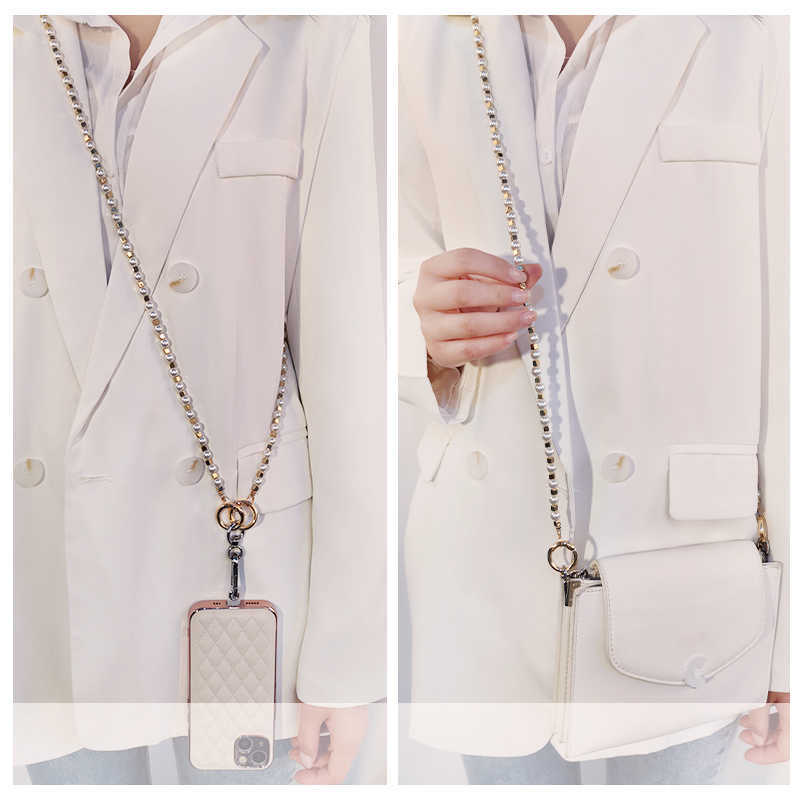 Cell Phone Straps Charms Crossbody Mobile Lanyard Can Be Shoulder Strap Hanging Chain Hand-beaded Small Pearl Pendant Anti-lost Y2211