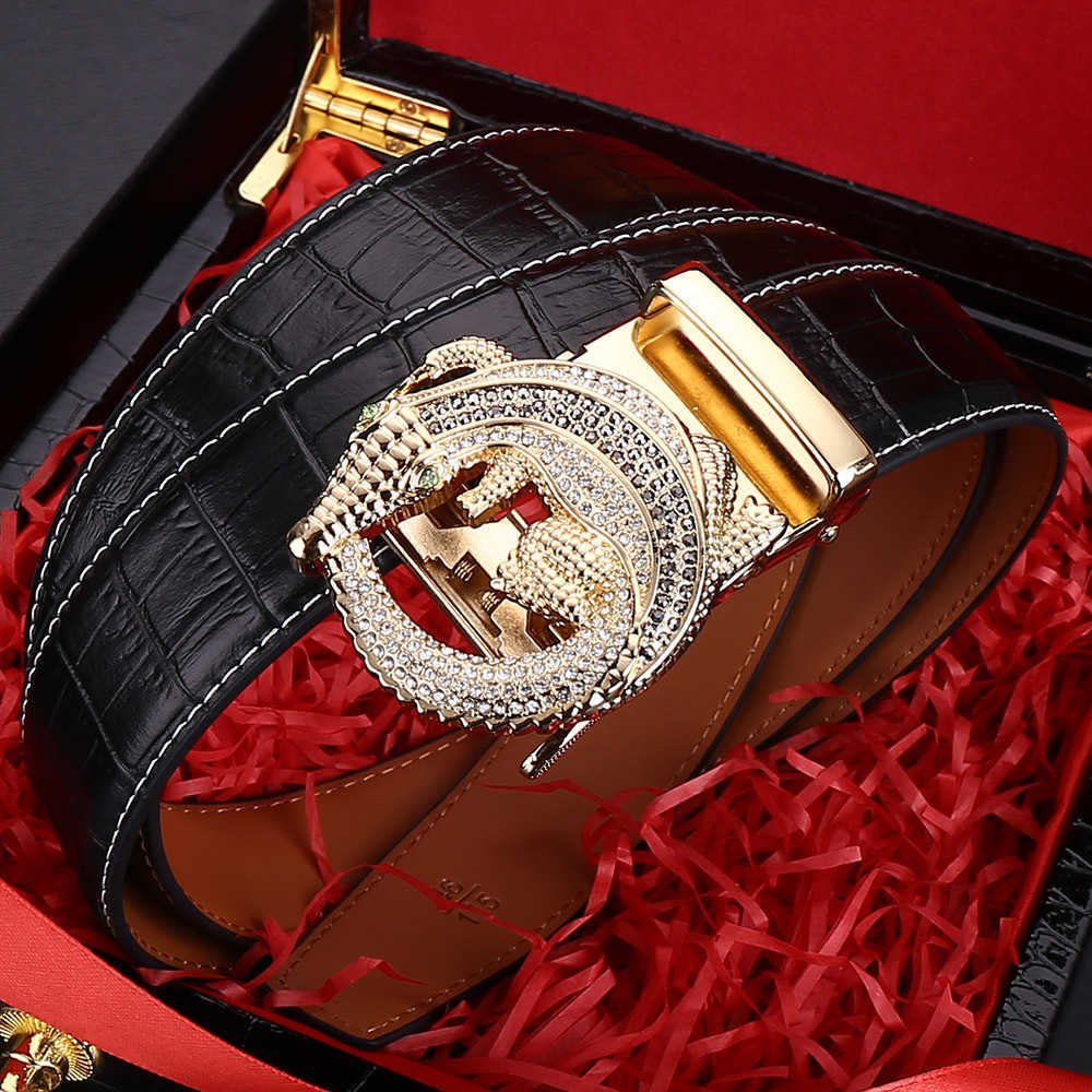 Mens Classic Vintage Leather Belts 3.5cm Luxury Designer Jeans Belt Full Drill Alligator Automatic Buckle Business Pants Waistband, As shown 
Mens Classic Vintage Leather Belts 3.5cm Luxury Designer Jeans Belt Full Drill Alligator Automatic Buckle Business Pants Waistband, As shown