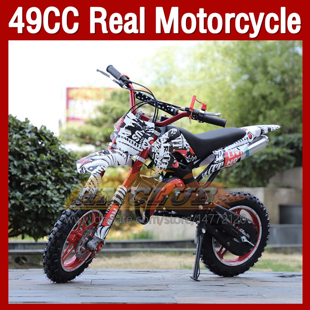Blue 49CC Mini Motorcycle 2 Stroke Gasoline Scooter Mountain ATV off-road Superbike Racing Motorbike Adult Children Two wheel Dirt MOTO Bike Boy Girl Birthday Gifts