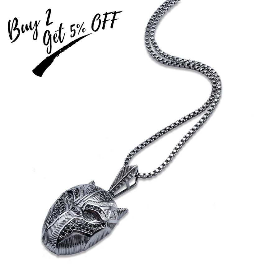 TOPGRILLZ Hip Hop Black Panther Iced Out Pendant Necklace Men Jewelry Gifts With Box Chain 24 Q11072750