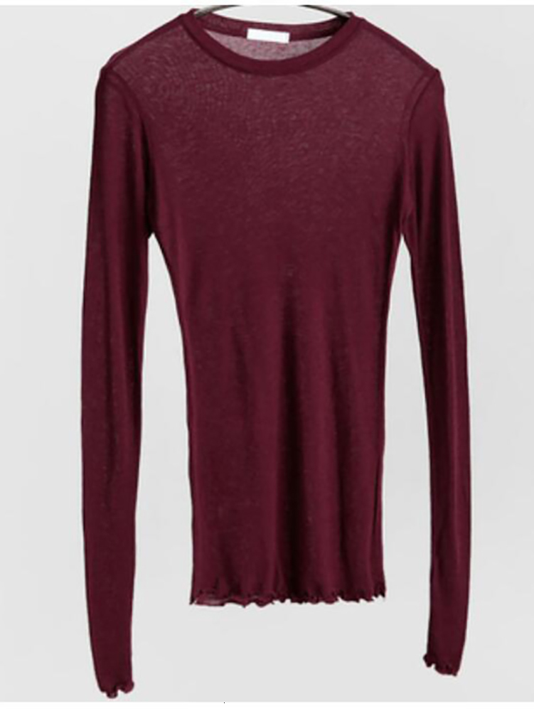 Women's T-Shirt Slim High Quality Plain T Shirt Women Cotton Elastic Basic T-shirts Female Casual Tops Long Sleeve Sexy Thin T-shirt see through 