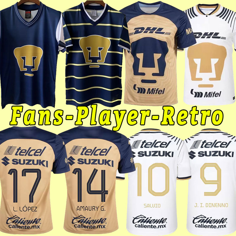 

2022 Liga MX FC UNAM Soccer Jersey Fans Player Version 22 23 home away SALVIO J.RODRIGUEZ football shirt L.LOPEZ AMAURY G. camisetas DINENNO H.MERITAO Retro 1998 1999, Home+patch