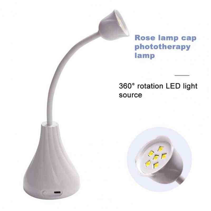 Nxy Lotus Mini Nail Lamp Dryer Machine 18w Rechargeable Portable Uv/led Light Curing Polish Glue Art 220624