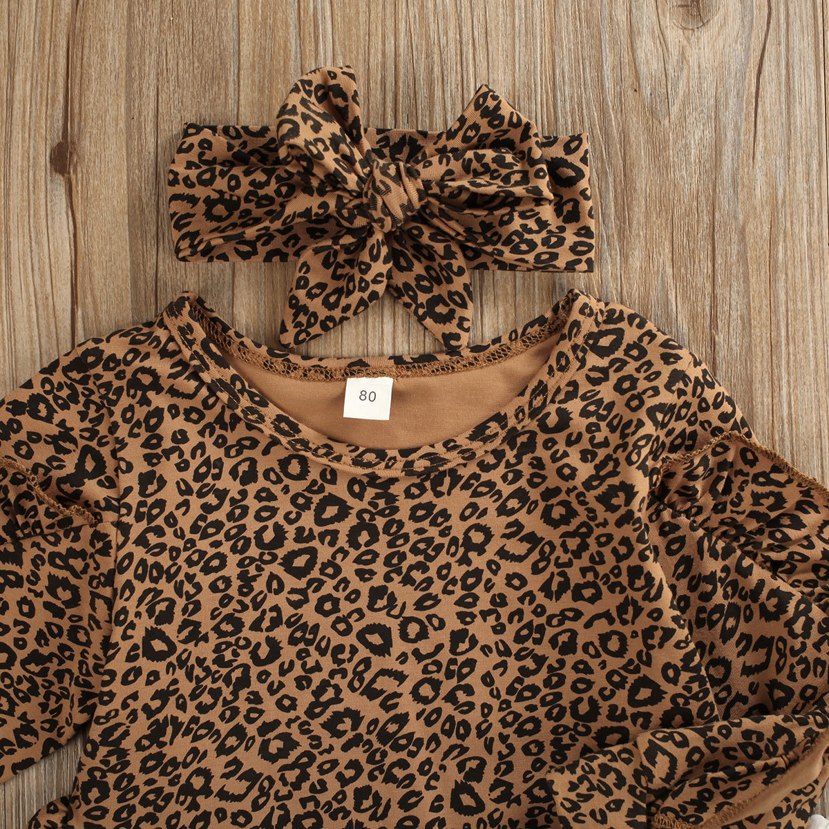 Clothing Sets Toddler Baby Girl Clothes Ruffle Leopard Long Sleeve Tops T shirt Bow Leggings Pants Headband born Tracksuit Outfits 221118