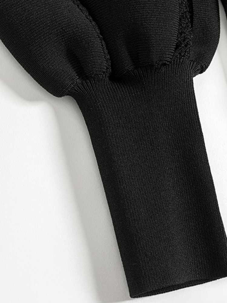 Casual Dresses IOO Viscose Fitted Sweater Frilled Statement Collar Long Sleeve Knitted Midi French Pairs Fashion Sandro 221117