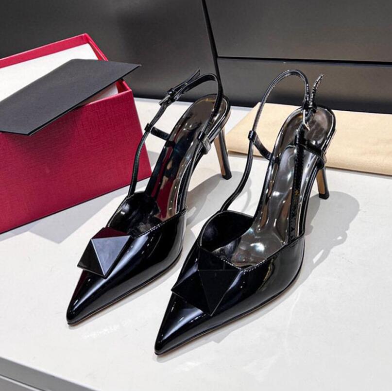 Big Rivets Women's Sandals Designer Summer High Heels Stilettos Pointed Toe Shallow Patent Leather Lady Single Shoes Black White Nude Colors With Box, 8cm heels
Big Rivets Women's Sandals Designer Summer High Heels Stilettos Pointed Toe Shallow Patent Leather Lady Single Shoes Black White Nude Colors With Box, 8cm heels