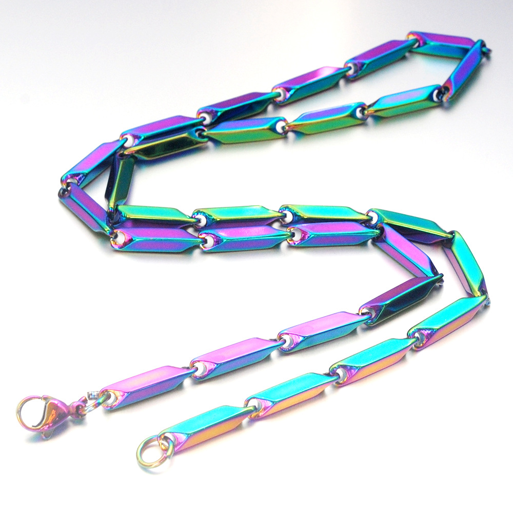 Solid Stainless Steel Silver Rice Shape Chains NecklaceJewelry for Men and Women Jewelry Accessories