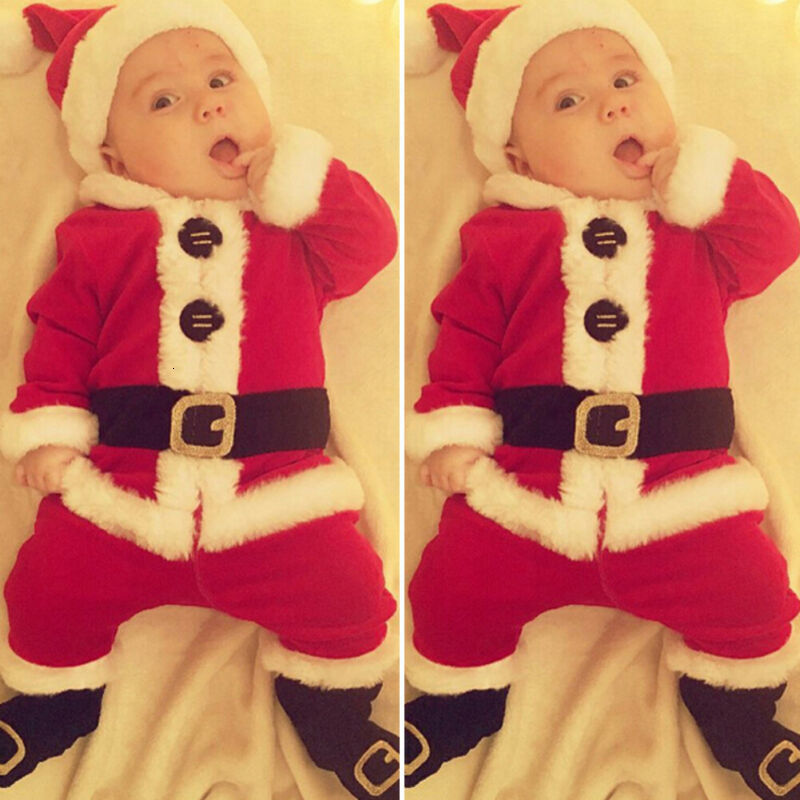 Clothing Sets PUDCOCO My First Christmas Baby Boy Girl Santa Claus Tops Pants Hat Shoes 4PCS Clothes Xmas Outfit 6M 3Y 221118