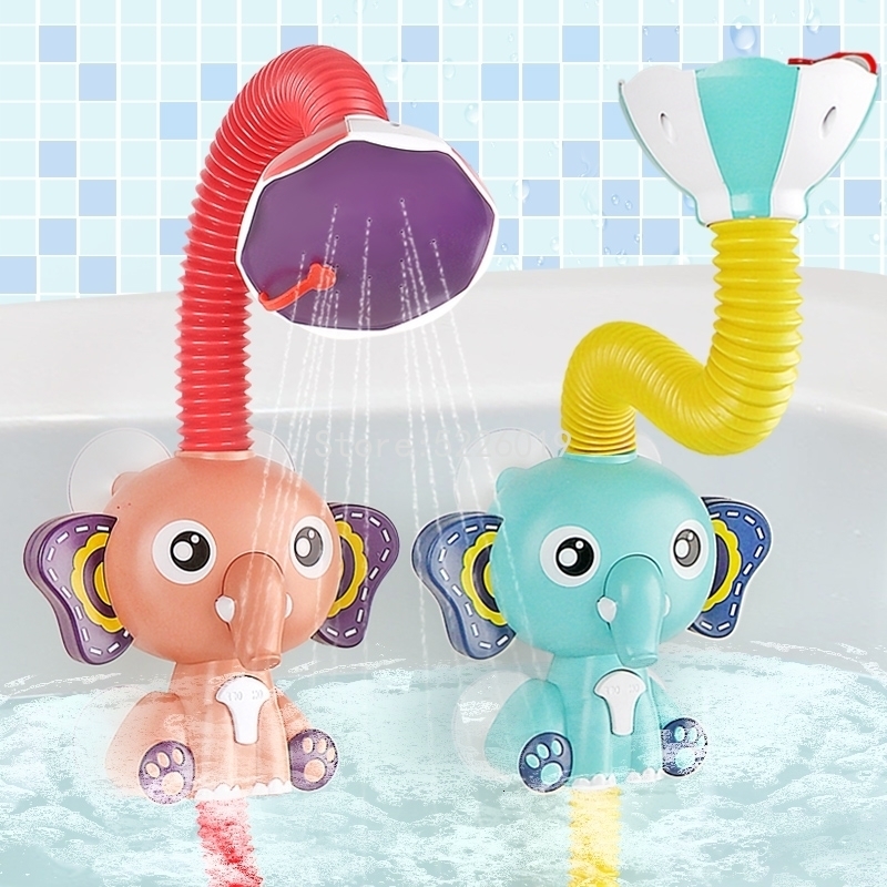 Bath Toys Electric Elephant Water Spray For Kids Baby room tub Faucet Shower Strong Suction Cup Children Game 221118
