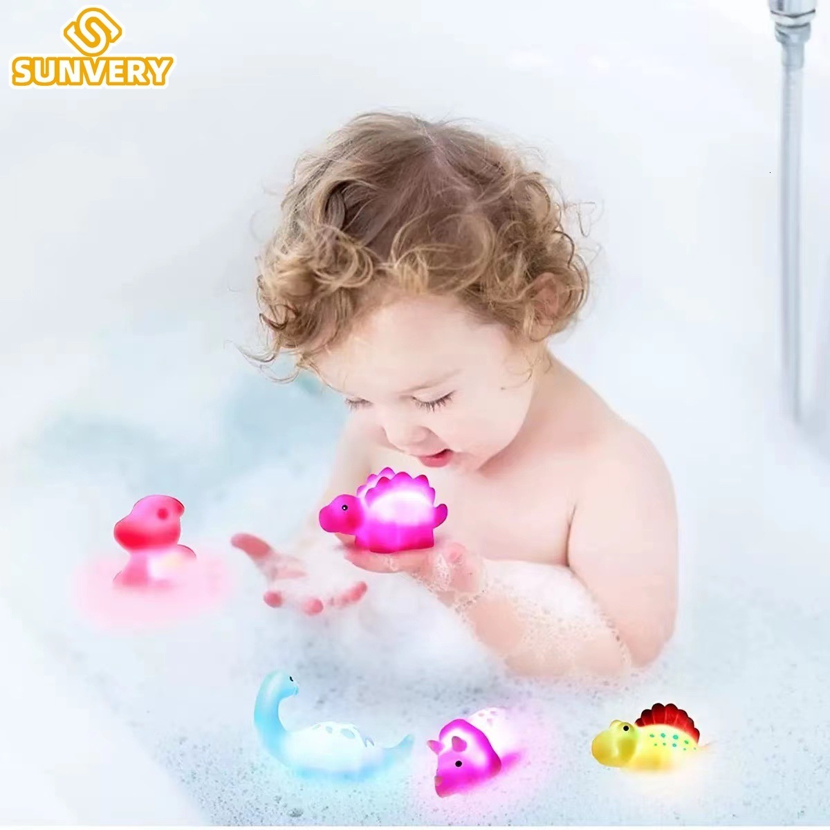 Bath Toys Dinosaur Light Up Floating Rubber for Baby Children Toddler Pool Water tub Shower Kids 221118