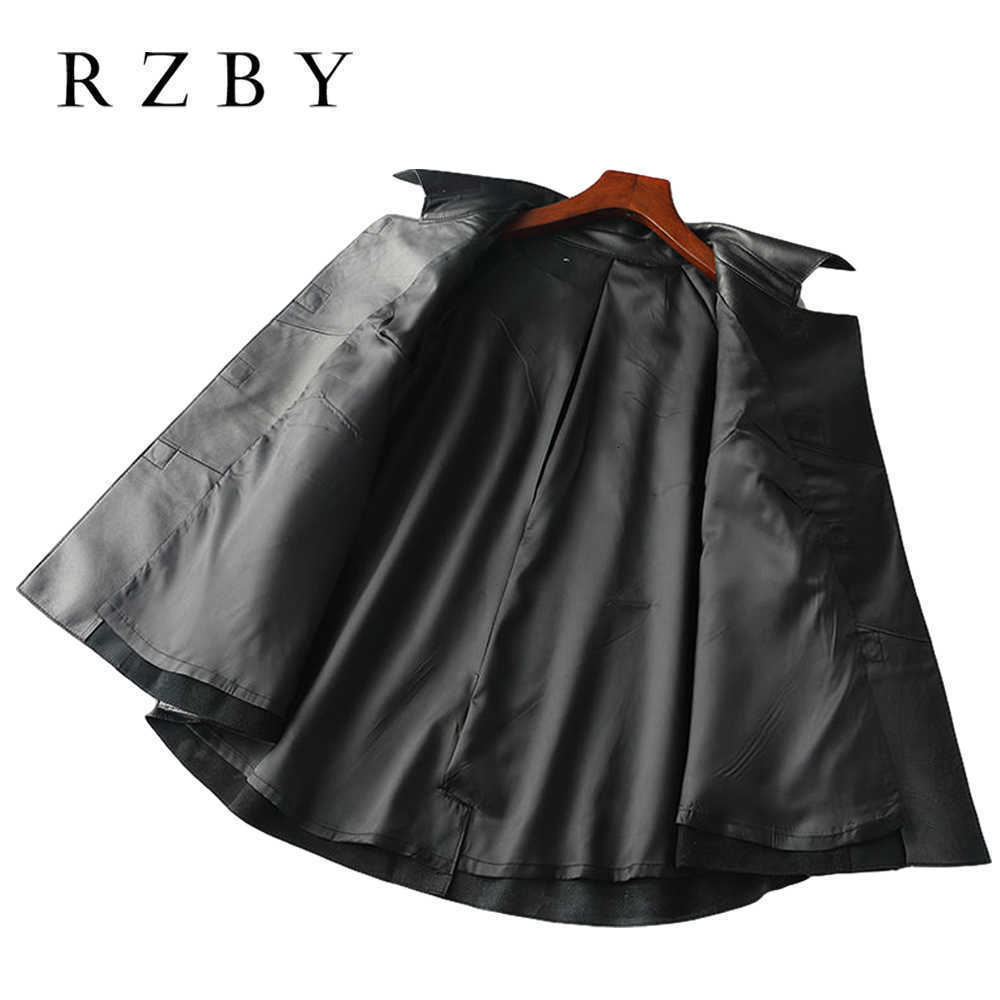 Spring Autumn Genuine Leather Jacket Big Pocket Chic Loose MotoBike BF Vintage Retro Women Sheepskin Coat Plus Size RZBY300 211011