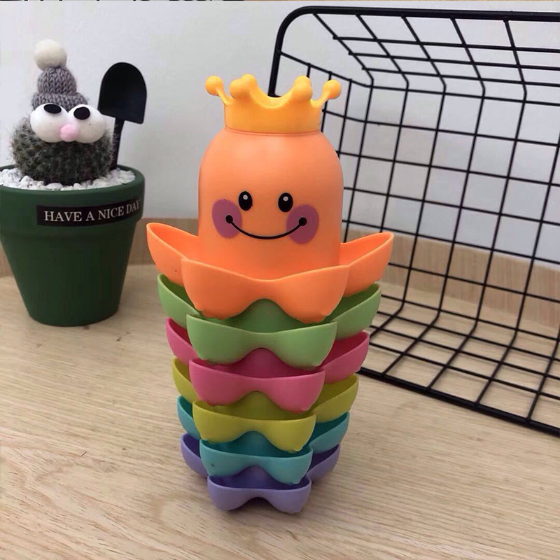 Bath Toys 1Pcs Kids Ocean Life octopus Stacking Cups Toy Children Play Educational Cute Cartoon room Beach 221118