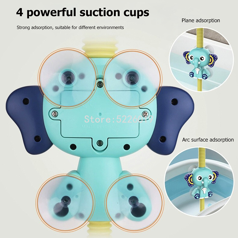 Bath Toys Electric Elephant Water Spray For Kids Baby room tub Faucet Shower Strong Suction Cup Children Game 221118