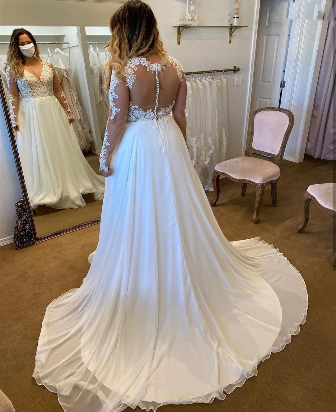 Elegant Plus Size Lace up Wedding Dresses Short Sleeve V Neck Beaded Ruffles Chiffon A Line Bridal Gowns Custom Made Free shipping Fr