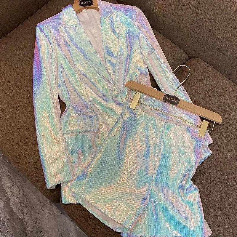Women s Two Piece Pants Autumn winter plus size glitter blazer suit Women reflective jacket shorts Streetwear two pieces set 221119, Picture color
Women s Two Piece Pants Autumn winter plus size glitter blazer suit Women reflective jacket shorts Streetwear two pieces set 221119, Picture color