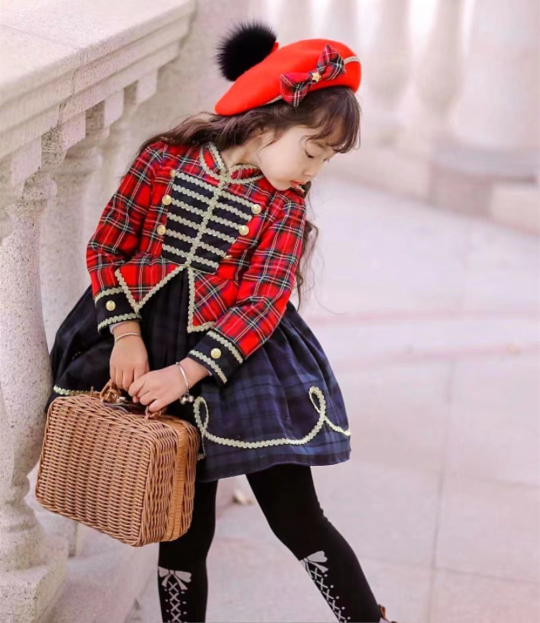 Girl s Dresses 0 12Y Baby Girl Autumn Winter Green Plaid Red Velvet Vintage Spanish Princess Ball Gown Dress for Christmas Eid Causal 221118