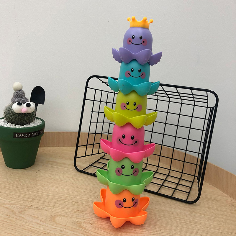 Bath Toys 1Pcs Kids Ocean Life octopus Stacking Cups Toy Children Play Educational Cute Cartoon room Beach 221118
