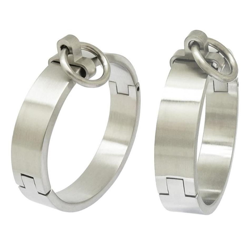 Bangle Brushed Stainless Steel Lockable Slave Wrist And Ankle Cuffs Bracelet With Removable O Ring3338
Bangle Brushed Stainless Steel Lockable Slave Wrist And Ankle Cuffs Bracelet With Removable O Ring3338