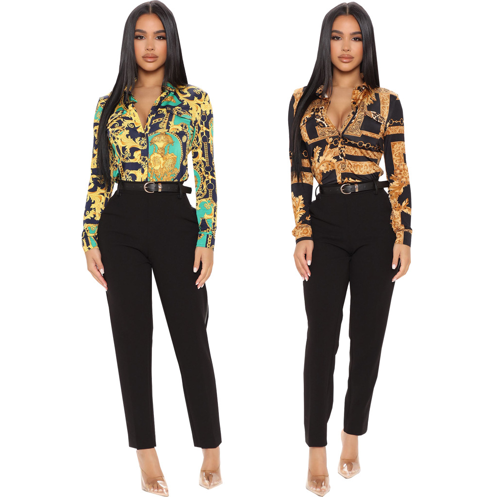 Womens Blouses Shirts Spring Designer Shirt Tops Long Sleeve Print Slim Fit Shirt Free Ship, Green
Womens Blouses Shirts Spring Designer Shirt Tops Long Sleeve Print Slim Fit Shirt Free Ship, Green
