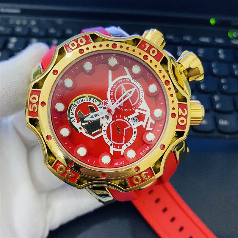 Men's Sports Quartz Watch INVICTO Reserve Bolt Zeus Clown Personality Large Steel Dial Waterproof World Time Rubber Band
Men's Sports Quartz Watch INVICTO Reserve Bolt Zeus Clown Personality Large Steel Dial Waterproof World Time Rubber Band