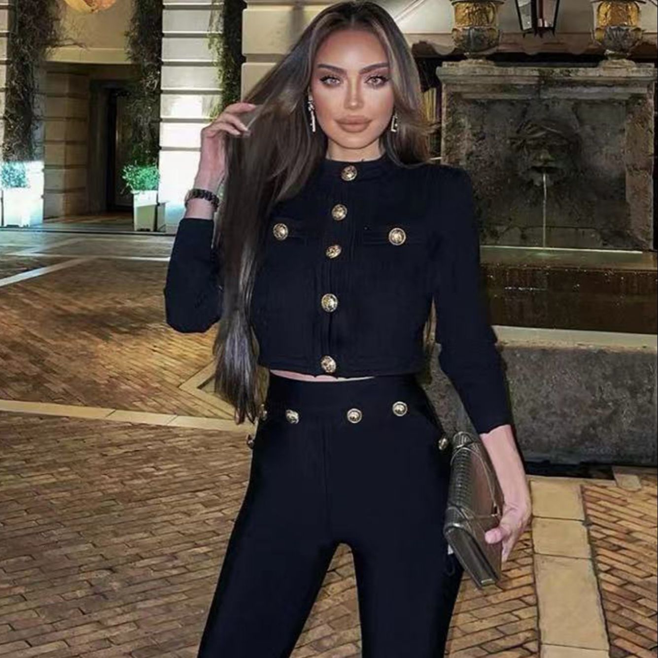 Women s Two Piece Pants Autumn Casual Women Bandage 2 Pieces Sets Sexy Long Sleeve Button Coat Full Black O Neck Club Party Set 221119
Women s Two Piece Pants Autumn Casual Women Bandage 2 Pieces Sets Sexy Long Sleeve Button Coat Full Black O Neck Club Party Set 221119