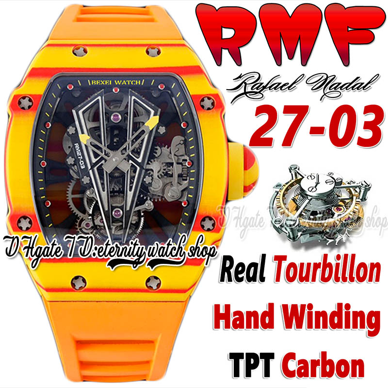 RMF ysf27-03 Mens Watch Real Tourbillon Hand Winding Red Yellow TPT Quartz Carbon Fiber Case Skeleton Dial Orange Rubber Strap Super Edition Sport eternity Watches, Watch waterproof cost
RMF ysf27-03 Mens Watch Real Tourbillon Hand Winding Red Yellow TPT Quartz Carbon Fiber Case Skeleton Dial Orange Rubber Strap Super Edition Sport eternity Watches, Watch waterproof cost
