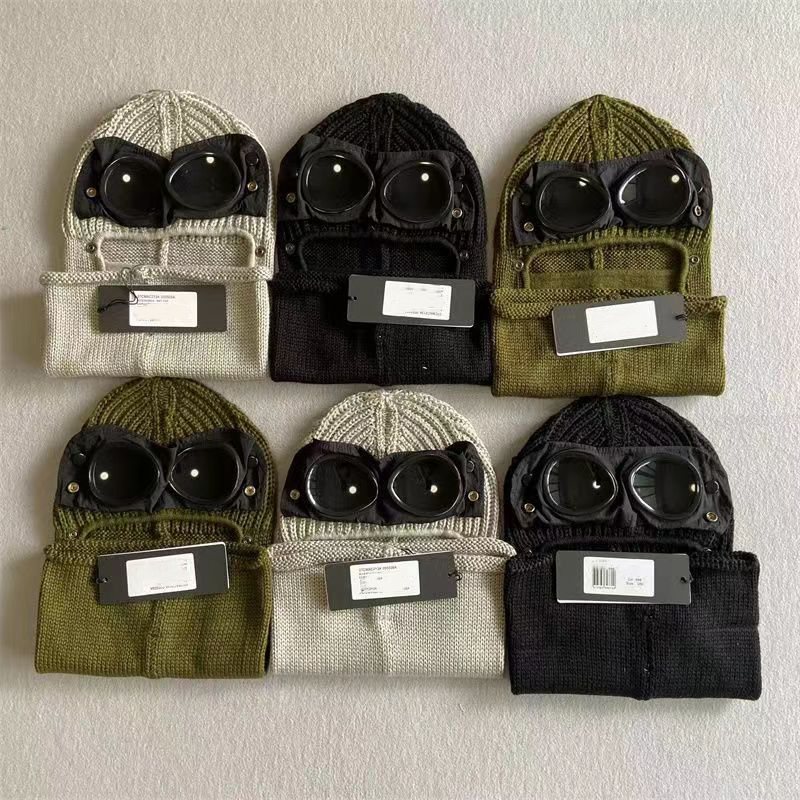 Designer two Lens Glasses Goggles Beanies Men Knitted Hats Skull Caps Outdoor Women Uniesex Winter Beanie Black Grey Bonnet gift