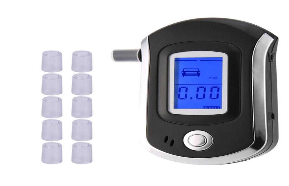 Professional Digital Breath Alcohol Tester Breathalyzer Dispaly with 11 Mouthpieces AT6000 LCD Display DFDF283K