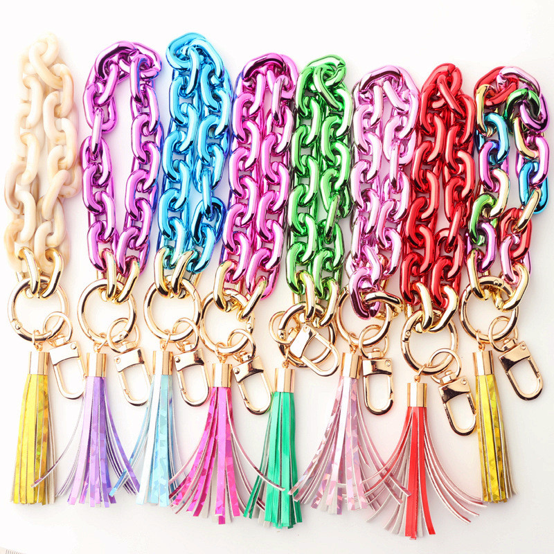 2023 New Highlights Acrylic Link Keychain Chainlink Wristlet Key Chain Bracelets Bangle KeyRing Link with Tassel Trendy Gift for Her 
2023 New Highlights Acrylic Link Keychain Chainlink Wristlet Key Chain Bracelets Bangle KeyRing Link with Tassel Trendy Gift for Her