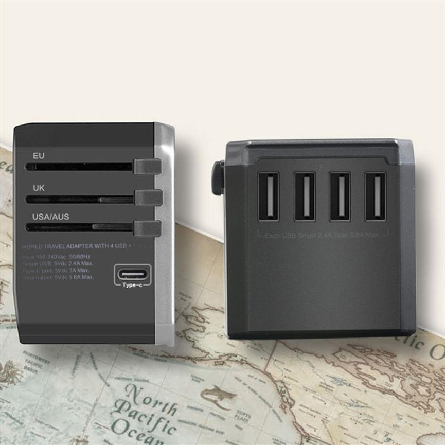 4 USB 2000W 5 6A Type C multi socket universal travel adapter plug converter For US UK AU EU Power Plug Adaptor233m1791408