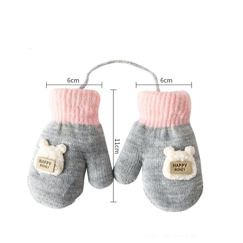 Children s Finger Gloves Cartoon Baby Mittens Winter Warm Kids Girl Knitted Children Toddler Teething Mitten Handschoen 221118