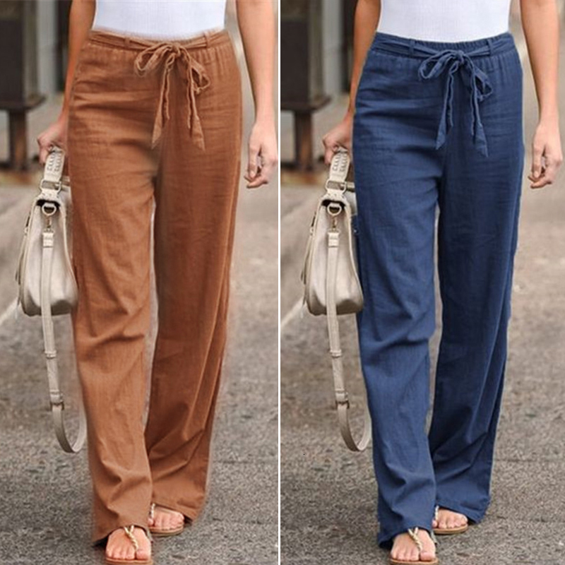 Cotton En S Women: Comfy Elastic Waist Straight Trousers For Casual, Sports, And Spring