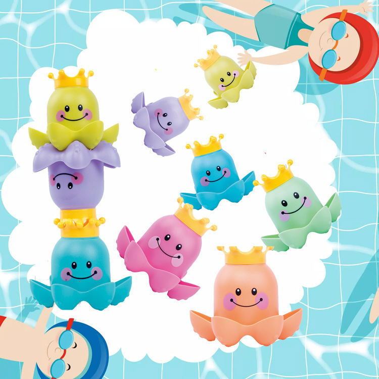 Bath Toys 1Pcs Kids Ocean Life octopus Stacking Cups Toy Children Play Educational Cute Cartoon room Beach 221118