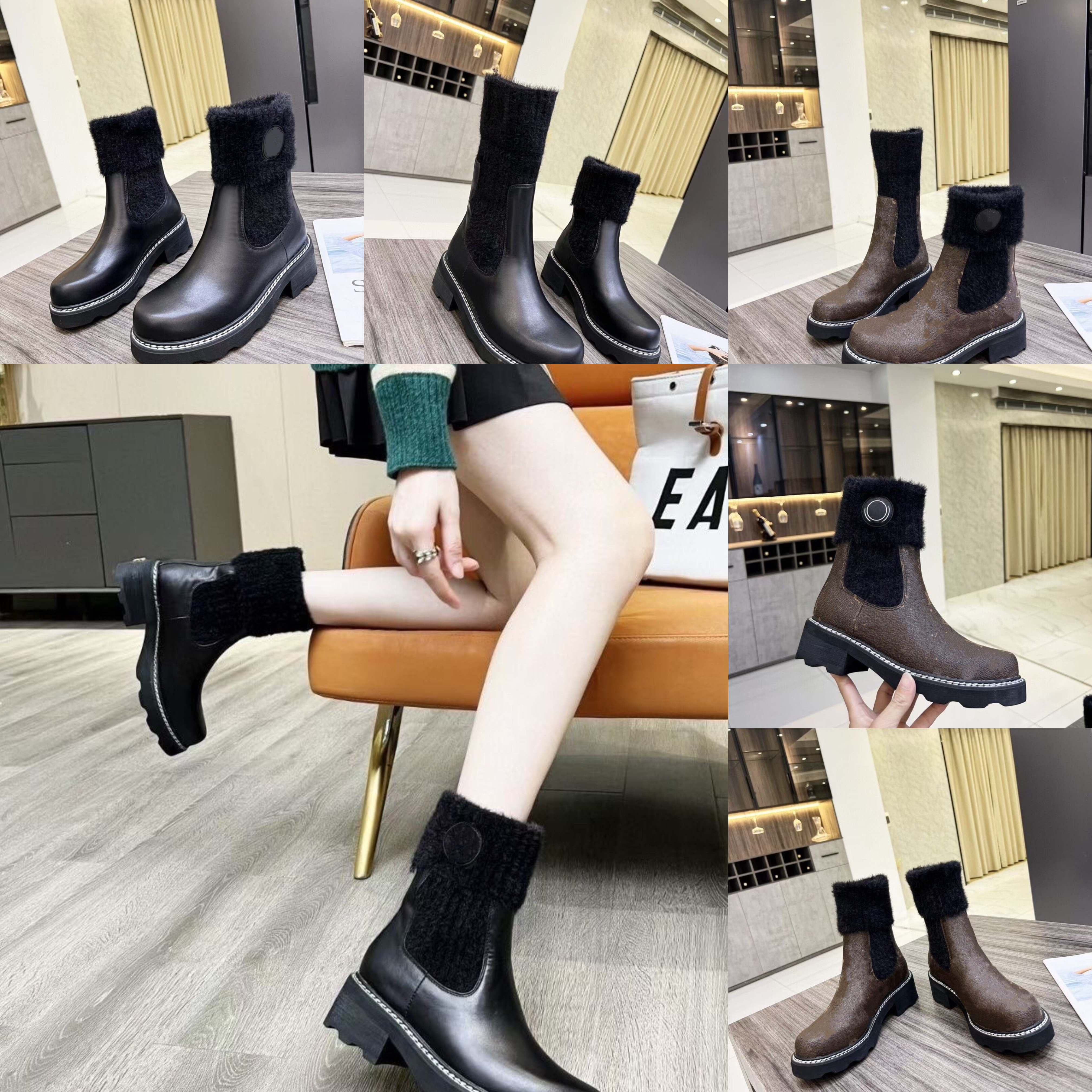 New short boots Ladies luxury Martin Boots Hosier Thick sole wool knitted round toe heels comfortable casual leather elastic wear resistant non slip 35-41, Black
New short boots Ladies luxury Martin Boots Hosier Thick sole wool knitted round toe heels comfortable casual leather elastic wear resistant non slip 35-41, Black