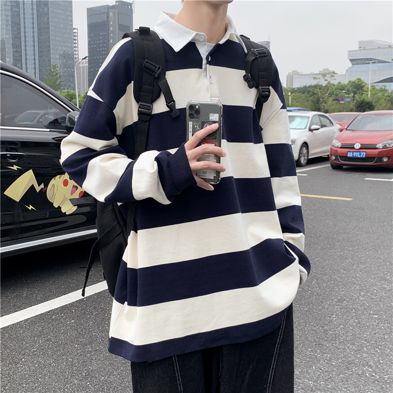 Men's Hoodies Sweatshirts Spring and Autumn Casual Hong Kong Style Striped Loose Sweater Korean Style Trend Slim Sweater Fashion Men's Thin 