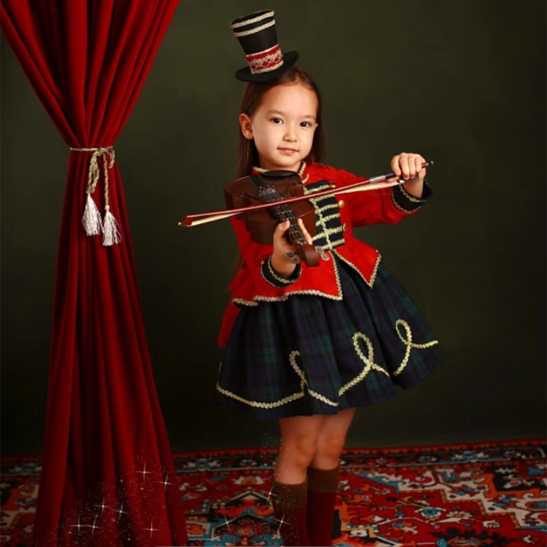 Girl s Dresses 0 12Y Baby Girl Autumn Winter Green Plaid Red Velvet Vintage Spanish Princess Ball Gown Dress for Christmas Eid Causal 221118