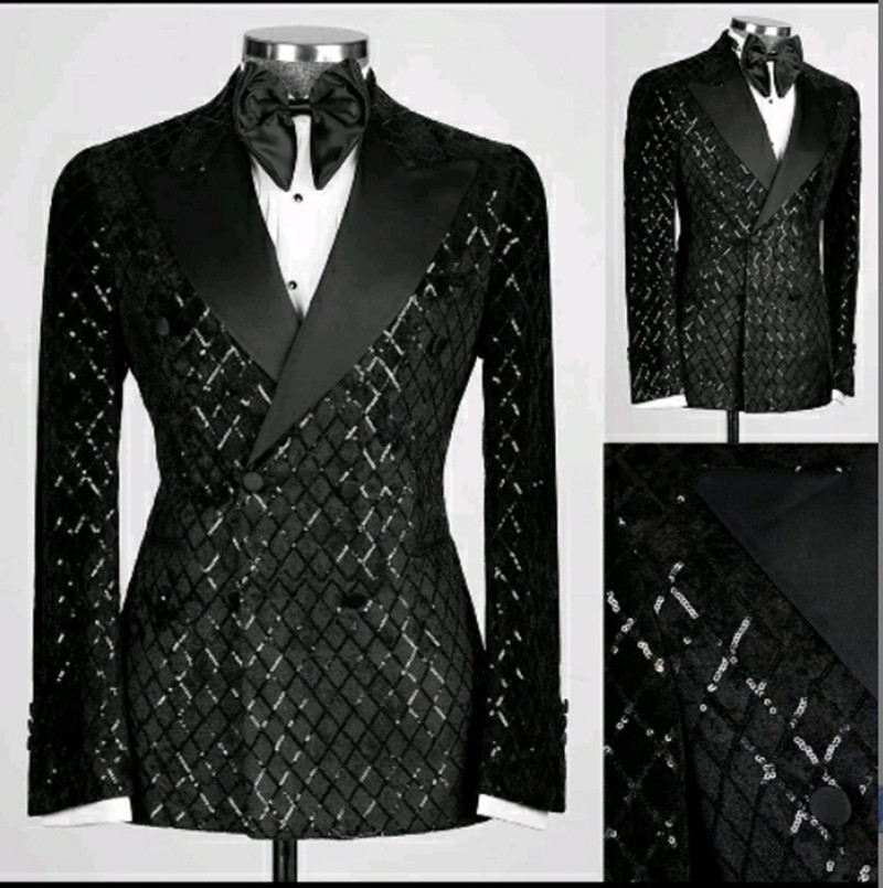Handsome Groom Tuxedos Sequins Man's Suits Shawl Lapel Groomsmen Wedding/Prom/Dinner Man Blazer Jacket Pants Tie N0161, Same as image
Handsome Groom Tuxedos Sequins Man's Suits Shawl Lapel Groomsmen Wedding/Prom/Dinner Man Blazer Jacket Pants Tie N0161, Same as image